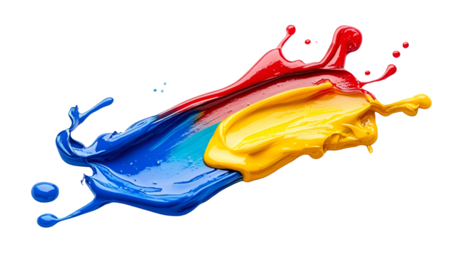 Vibrant paint splash red yellow blue color explosion