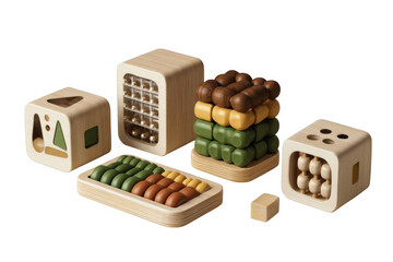 Eco-Friendly Wooden Toy Collection Featuring Building Blocks and Puzzle Elements for Creative Playtime