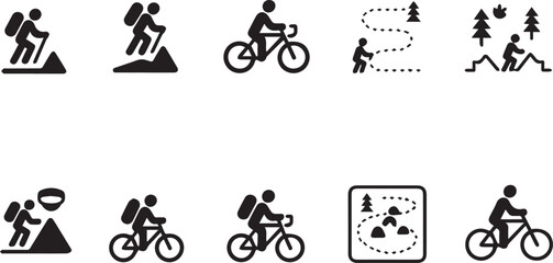 Naklejka premium outdoor activities icon set on isolated back