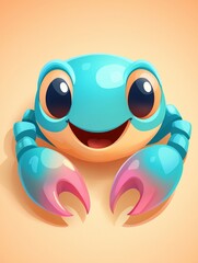 Fototapeta premium Cartoon crab face, cheerful expression
