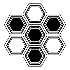 Black and white geometric hexagon pattern vector