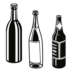 Black bottle silhouettes with white labels beverage