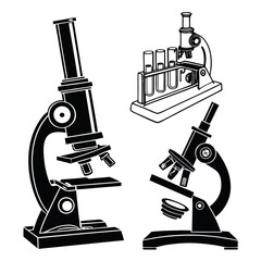Black microscope and test tube silhouettes laboratory