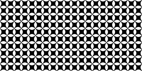 Seamless Black and White Geometric Pattern with Symmetrical Shapes
