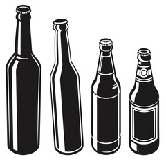 Black silhouettes of assorted beverage bottles drink