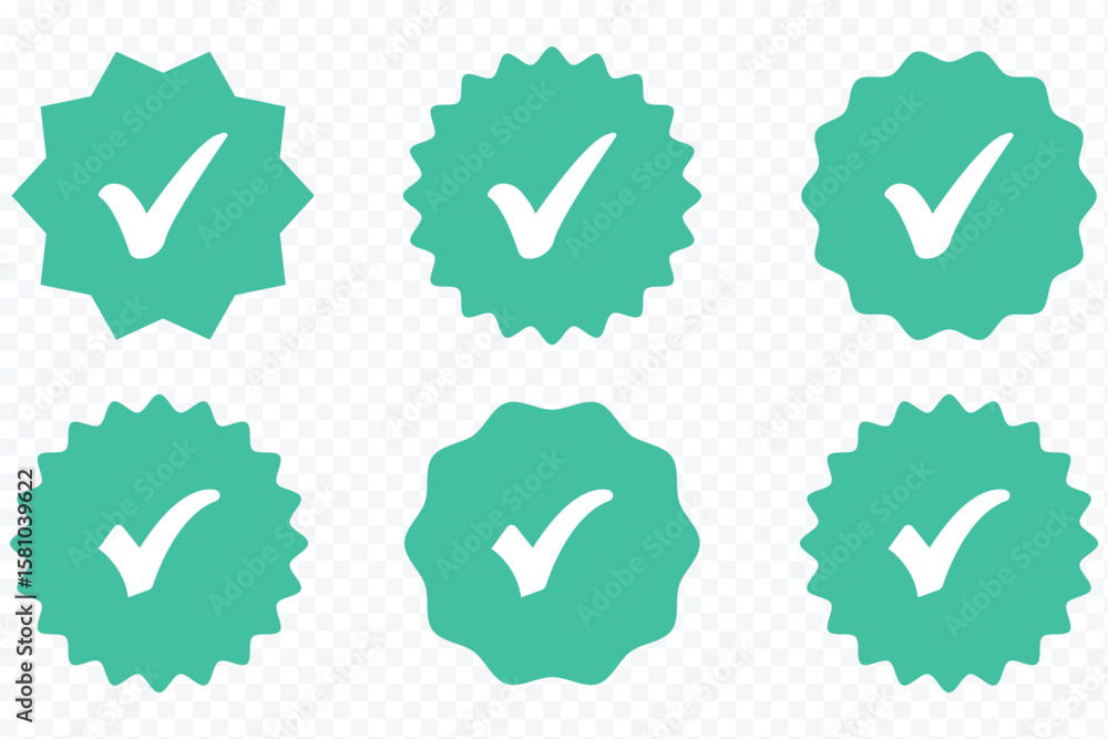 Aufkleber checkmark icon. green checkmark vector set. checked check box sign. social media and profile verifie