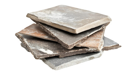 Stack of rustic stone tiles various colors textures