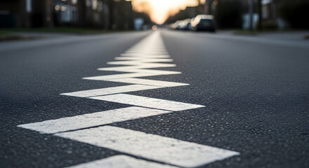 Asphalt Zigzag: Visual Metaphor For Directional Road Safety Signage Concepts