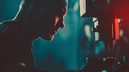 The Focused Craftsperson: A skilled artisan intensely focused, working meticulously at their craft with dedication and precision in a dimly lit workshop, and shows their commitment to their art.