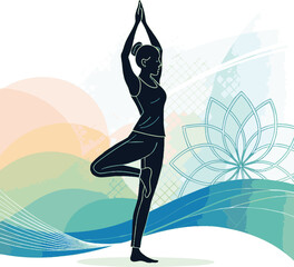 woman silhouette single parson clear workout silhouette yoga pose, and Graphic,




