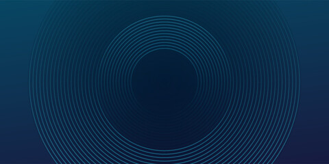 Abstract blue glowing geometric lines on dark blue background. Modern shiny blue circle lines pattern. Futuristic technology concept. Suit for cover, poster, banner, header, website. eps10. modern
