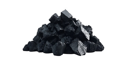 Obraz premium A pile of dark coal rocks on black background