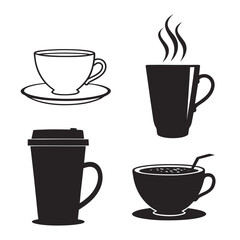 Coffee cup styles hot beverage icons hot drink cafe