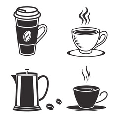 Obraz premium Coffee cup and pot collection cups beans