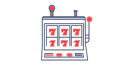 Stylized illustration of a slot machine showing three sevens. This conveys a feeling of luck and winning, commonly associated with casinos and gambling.