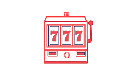 Naklejka premium Illustration of a stylized slot machine with a winning combination of three sevens, rendered in a clean, minimalist style with a bright color scheme.