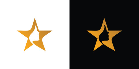 Modern and luxurious women star logo design
