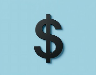 Obraz premium Black Dollar Sign Centered on Light Blue Background