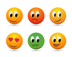 Colorful Emoticon Icons Set in Vector Style