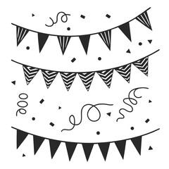 Festive bunting streamers confetti and swirls party