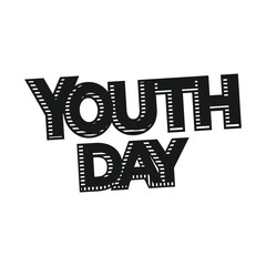 Youth Day lettering Sticker design 3d retro vintage style for greeting card, banner, poster. Youth day logo type text effect design on white background.
