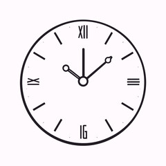 Wall clock showing the hour and minute hands, a timeless symbol for business deadlines and office hours, isolated on a white background