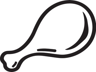 Minimal Chicken Leg Drawing in Fresh 2D Design