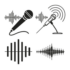 Microphone sound wave graphics audio waveform