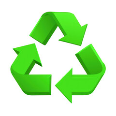 Green Recycle Symbol on Transparent Background