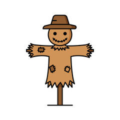 Obraz premium Scarecrow Symbol Brown Flat Icon Clear Autumn Design
