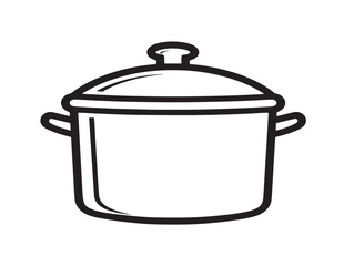 Clean Cooking Pot Icon in Thin Line Style  