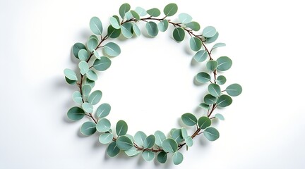 Obraz premium Eucalyptus wreath isolated on white background