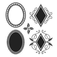 Vintage ornamental oval and diamond frames retro decorative
