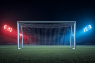 Soccer Goal at Night Stadium