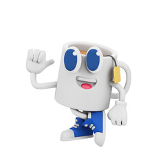 cup of tea retro mascot 3d illustration