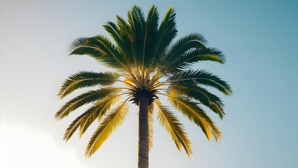 palm tree on blue sky background