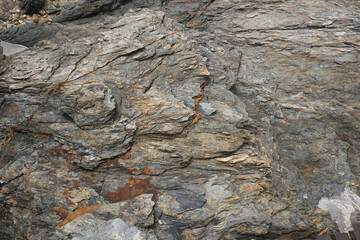 Schist forms from the transformation of other rocks under high pressure and temperature during metamorphism. Schist rocks eroded by wind and sea waves.     