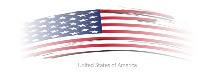 Abstract USA flag in artistic brush stroke style. Vector illustration with grunge texture, faded edges, and modern patriotic design.