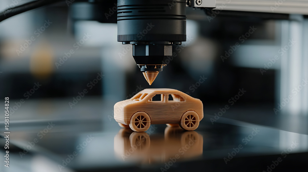 Poster 3d printing car model: precision manufacturing of a prototype car using additive technology. innovat