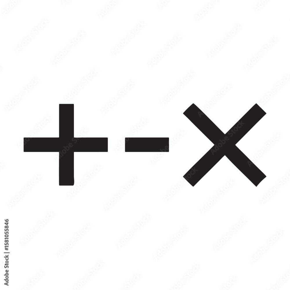 Fototapete plus, minus, and cross symbols simple vector graphic design elements for user interfaces and web des