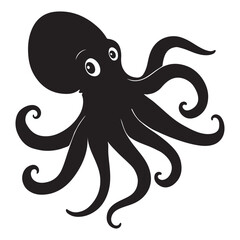 Octopus silhouette vector icon illustration on white background