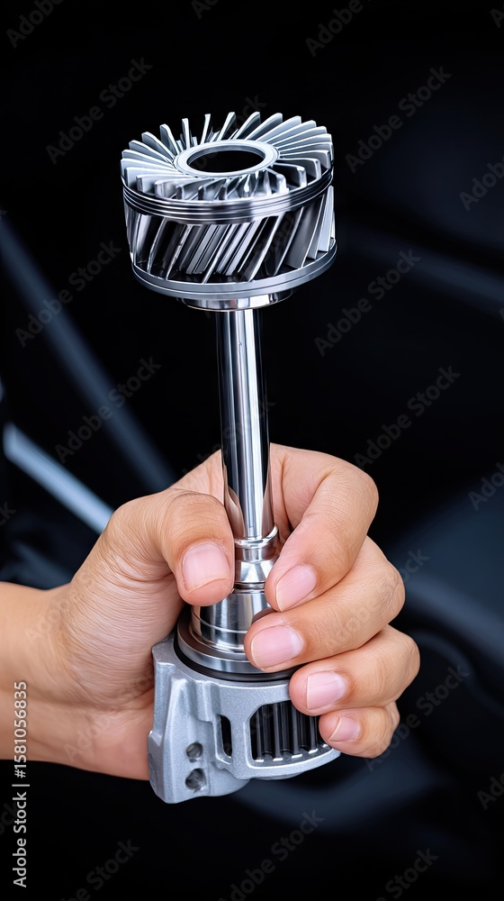 Poster detailed view of automobile gearbox with gears and cogs in natural light, highlighting mechanical co