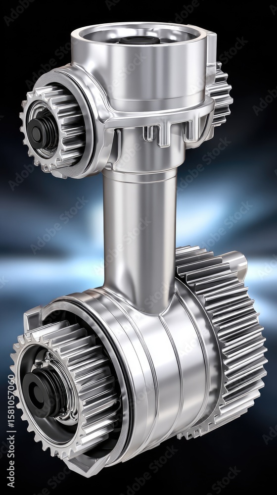 Poster detailed view of automobile gearbox with gears and cogs in natural light, highlighting mechanical co