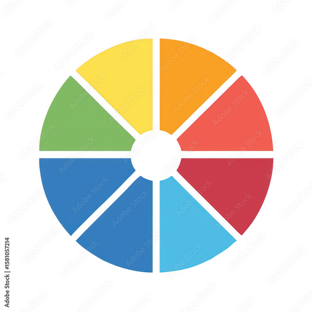 Poster colorful segmented circle chart on transparent background