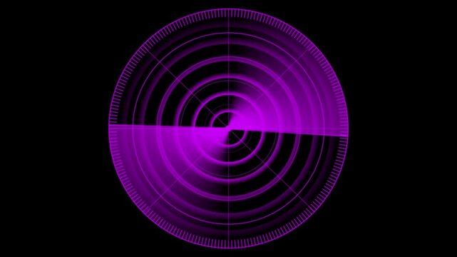 Digital Hud call Radar screen animation. Radar point to detect enemy position. signal waves, searching icon animation on black background.