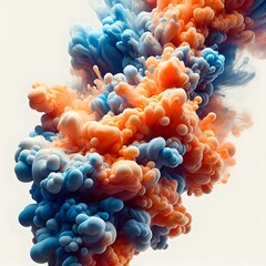 Obraz premium An orange blue colorful smoke isolated on white background 