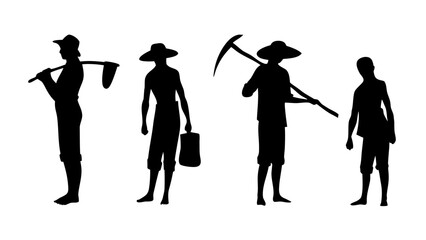Naklejka premium Silhouettes of Farmers and Agricultural Workers PNG | Transparent Background Clipart