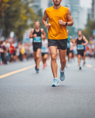 Marathon Runners on City Street