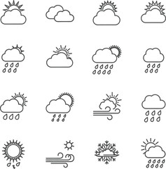 Weather icons set. Linear style.