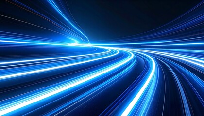 Bright blue light streaks forming a curved path